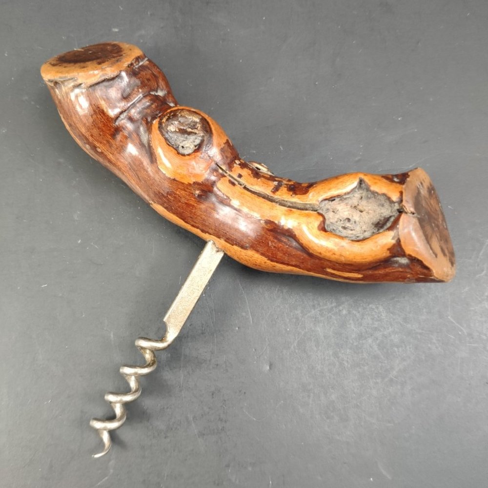 Vintage Grape Vine Root Burlwood Bottle Corkscrew